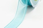 Ruban transparent aux bords couture blanche TURQUOISE